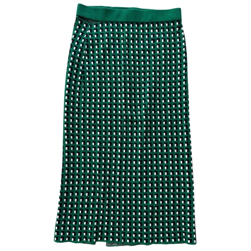 Banana Republic XS Green & Black Checkered Knit Sweater Pencil Skirt
